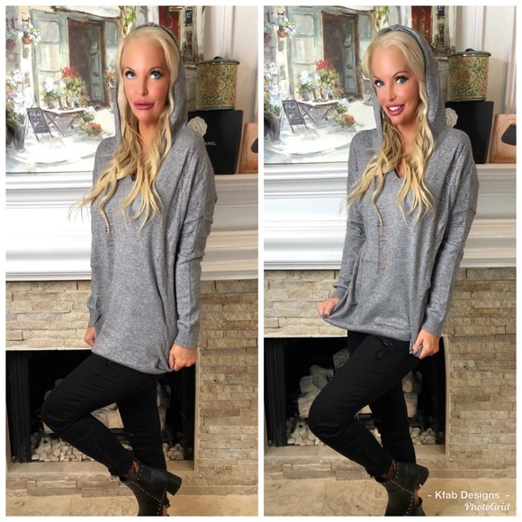 ❤️LAST 1! So Soft Destroyed Gray Hoodie Sweater! - Picture 4 of 4
